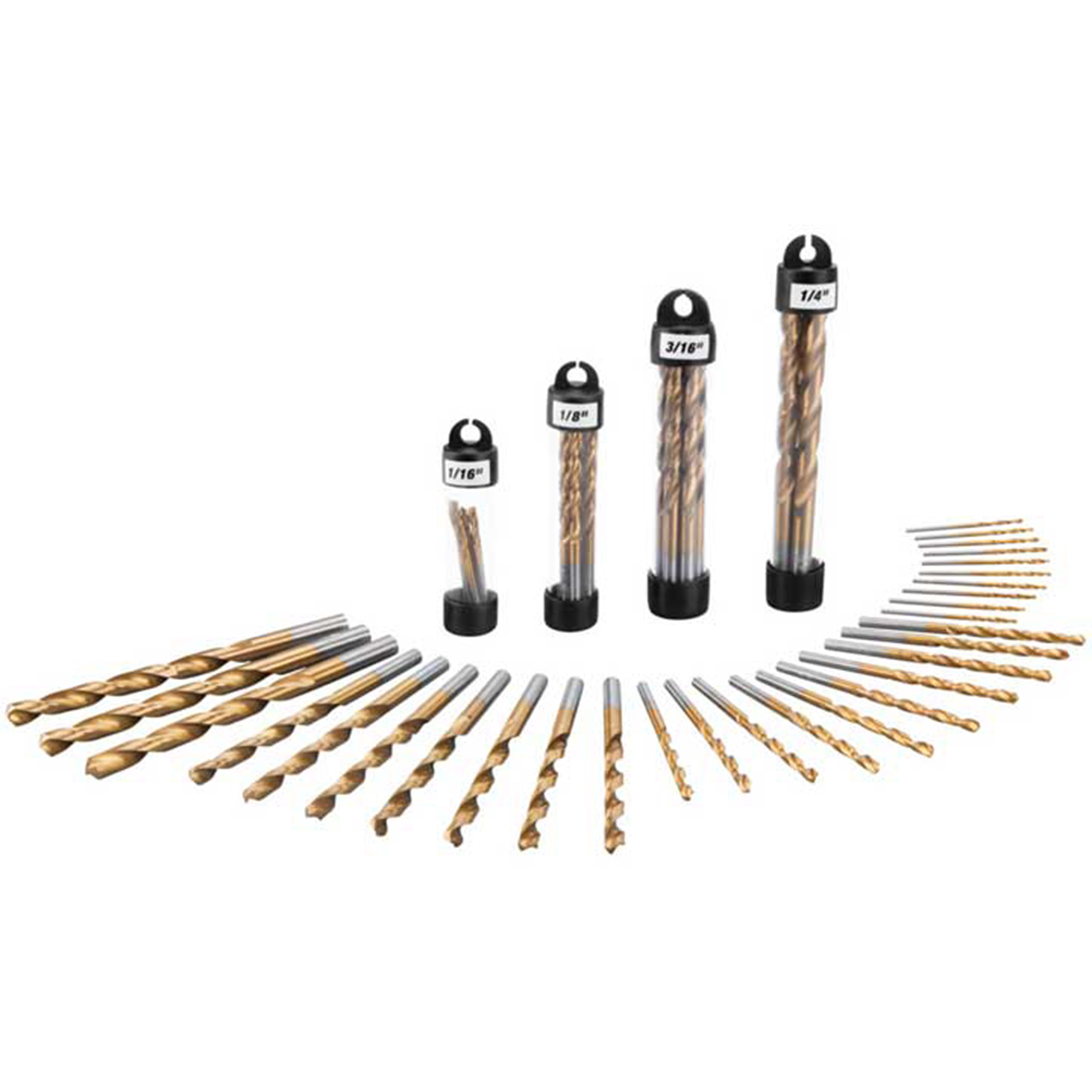 Performance Tool Titanium Drill Bit Set — 30 Pcs, High-Speed Steel, Wood, Metal, Plastic, Model# PRTW9009